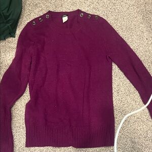 J. Crew Women's Rich Purple Sweater with Button Accents